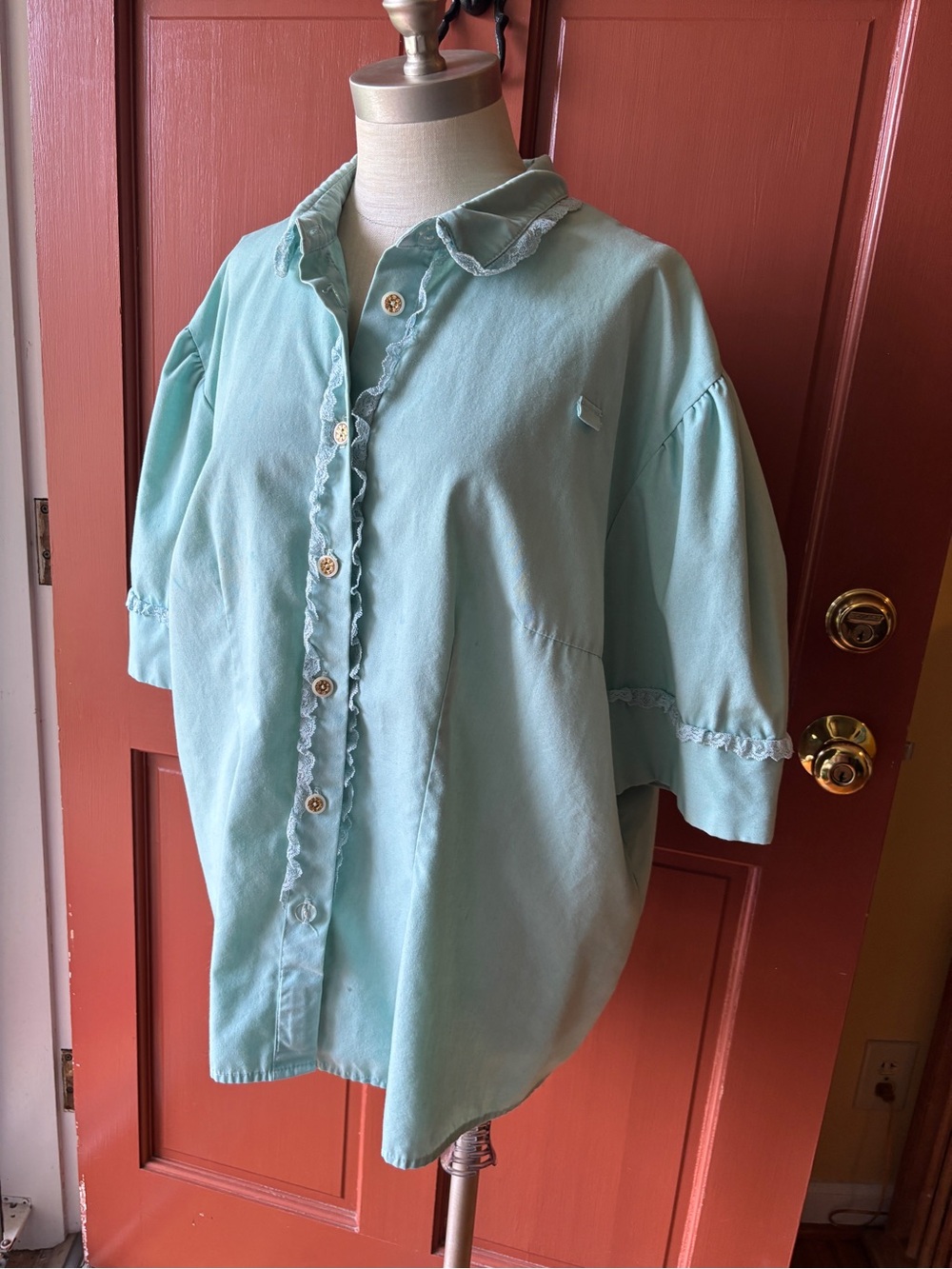 walt disney world robin’s egg blue park employee blouse